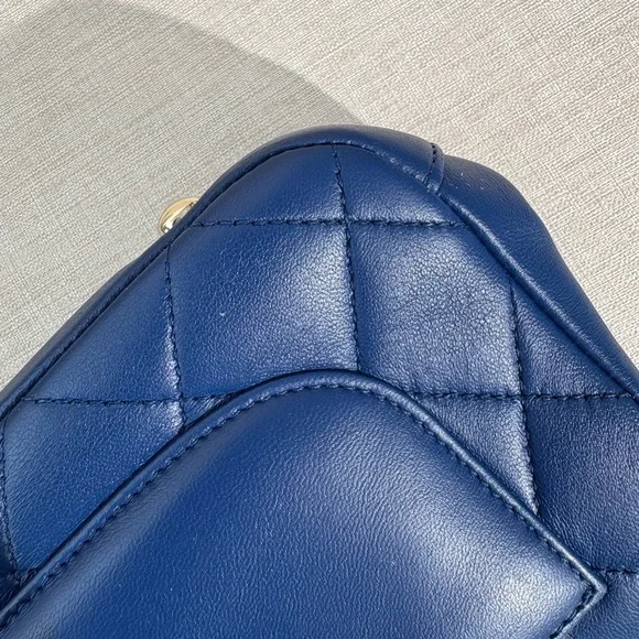CHANEL Blue Quilted Top Handle Flap Bag GHW - Picture 7 of 16